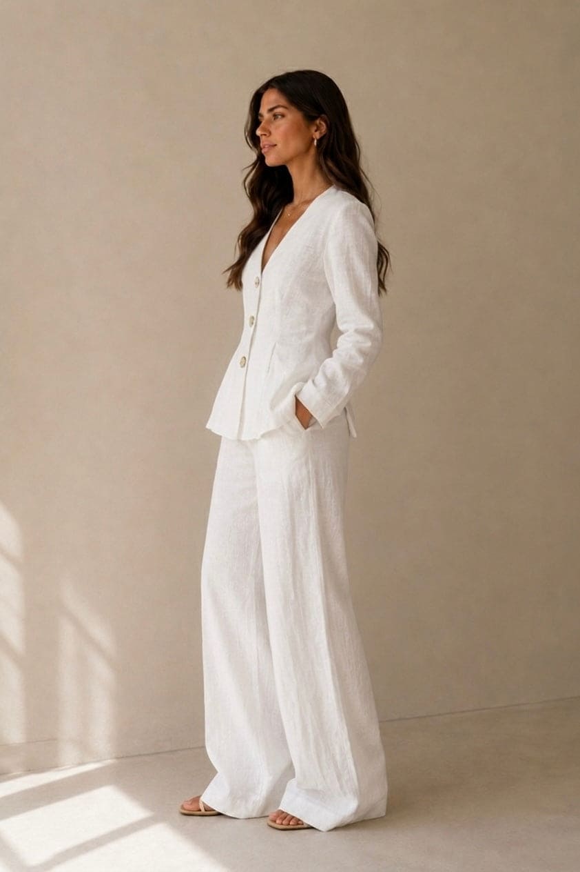 Essential linen set - white - FAYE by Fashionist 