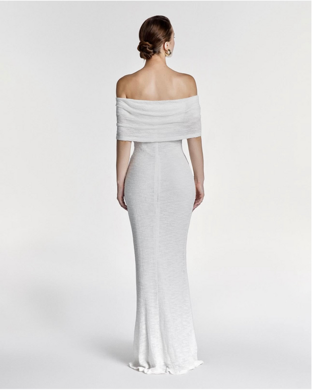 The Faye Off-Shoulder White Maxi Dress