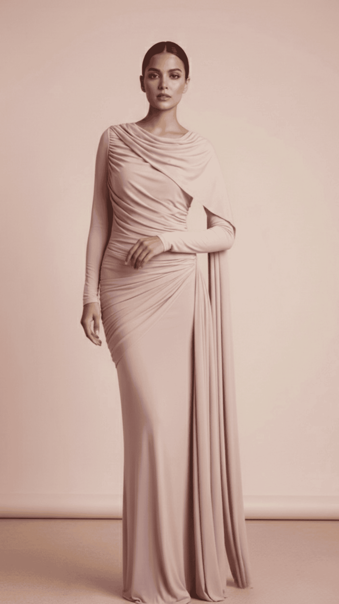 Faye drapped maxi dress (tencel stretch) - powder pink - FAYE by Fashionist 