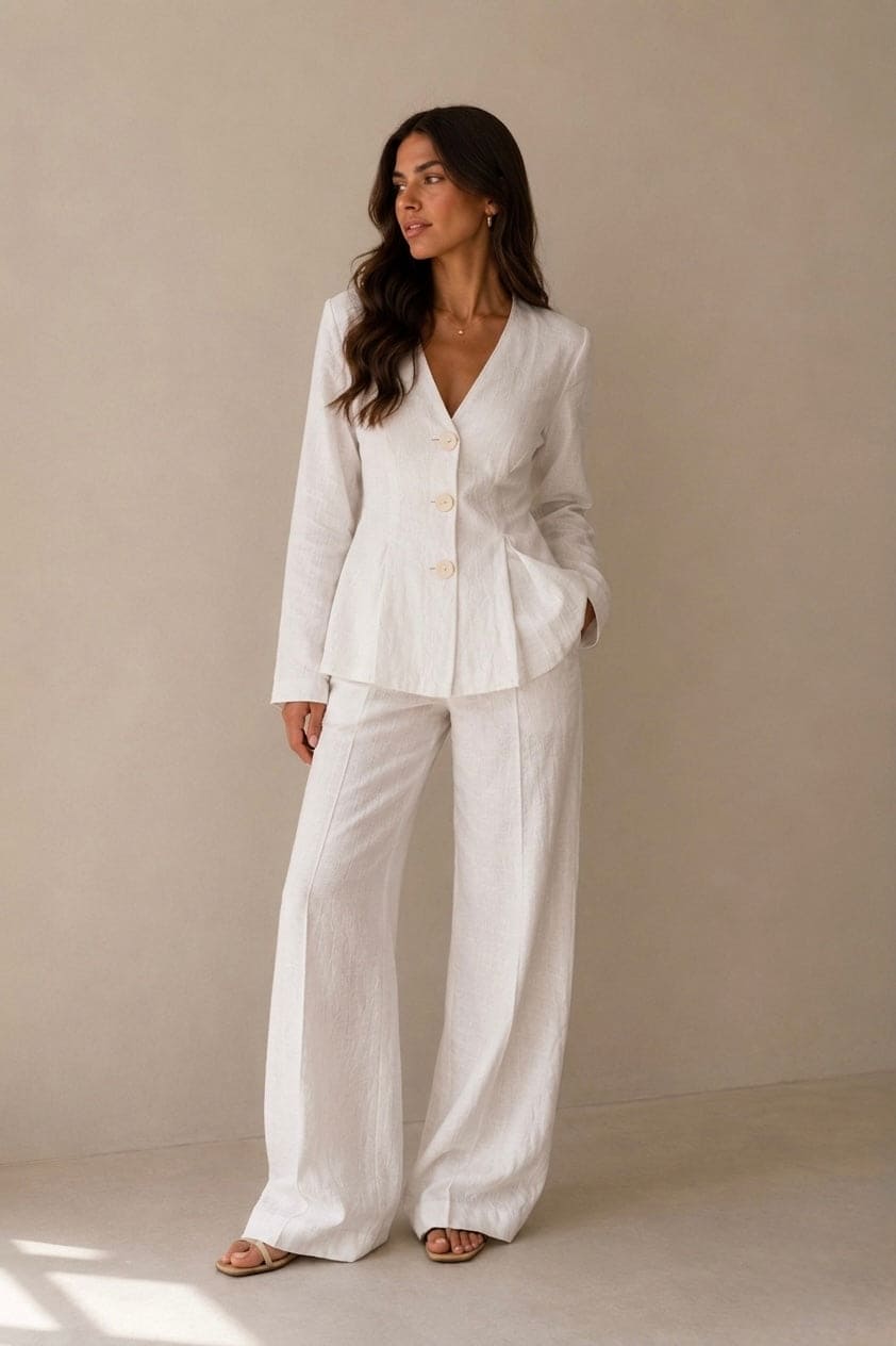 Essential linen set - white - FAYE by Fashionist 