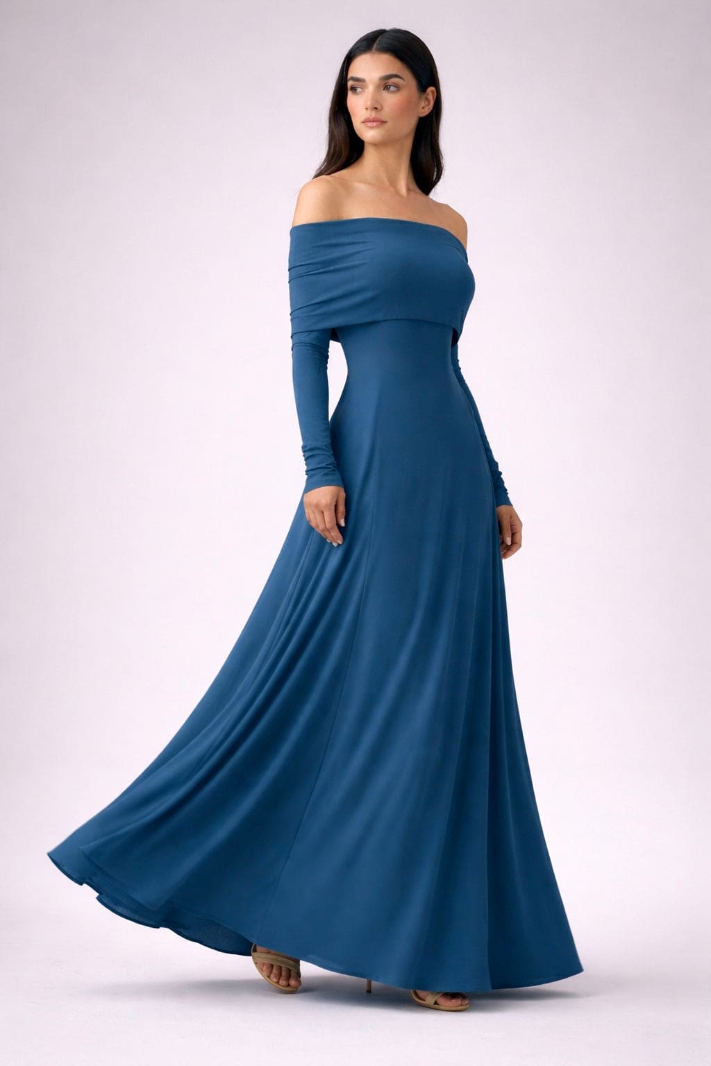 Faye off shoulder maxi dress (tencel stretch) - Teal - FAYE by Fashionist 