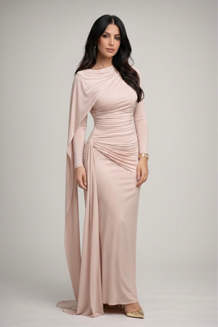 Faye drapped maxi dress (tencel stretch) - powder pink - FAYE by Fashionist 