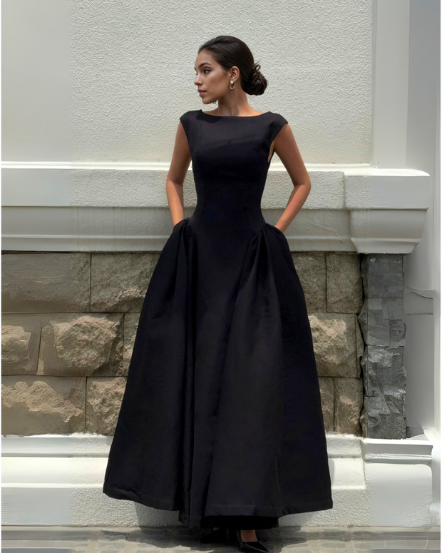 The Faye Signature Sculpted Midi Dress - Black