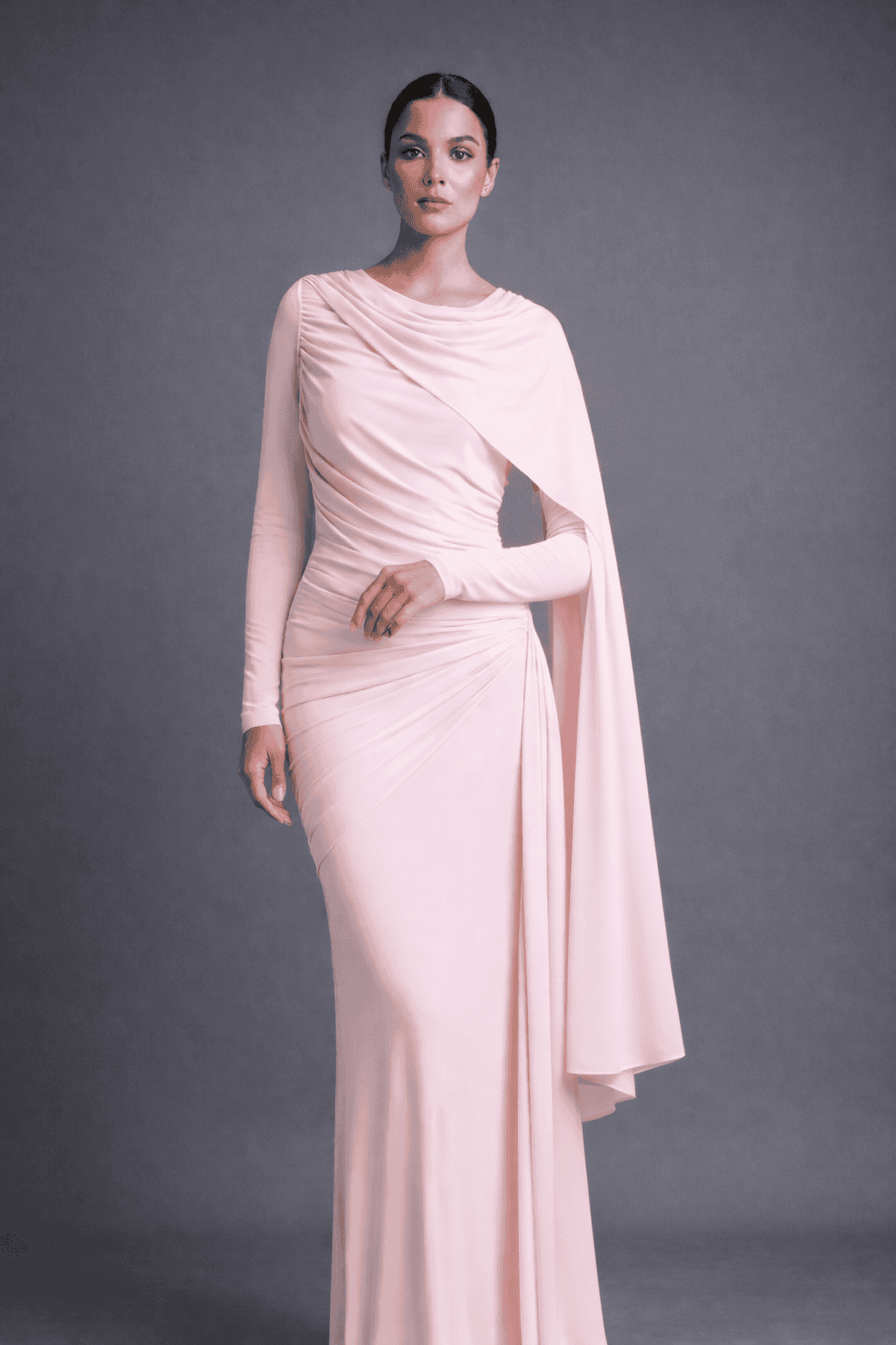 Faye drapped maxi dress (tencel stretch) - powder pink - FAYE by Fashionist 
