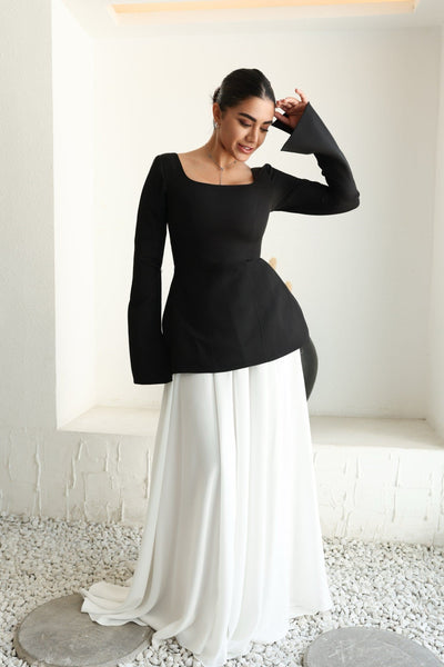 Black and White Peplum Dress