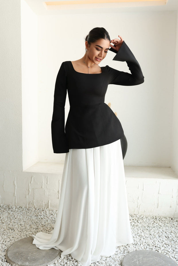 Black and White Peplum Dress