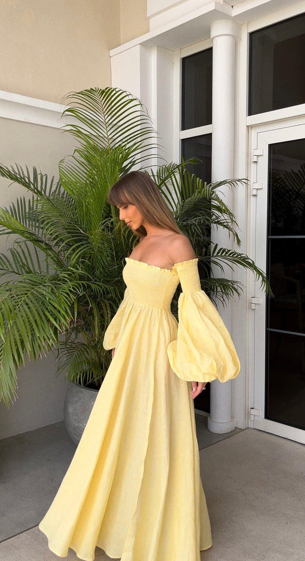 Cute Faye Pale Yellow Maxi Dress Online