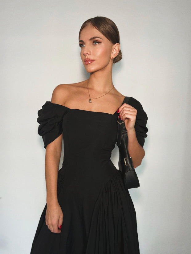 Dream Black Ladies Ruffle Sleeve Maxi Dress