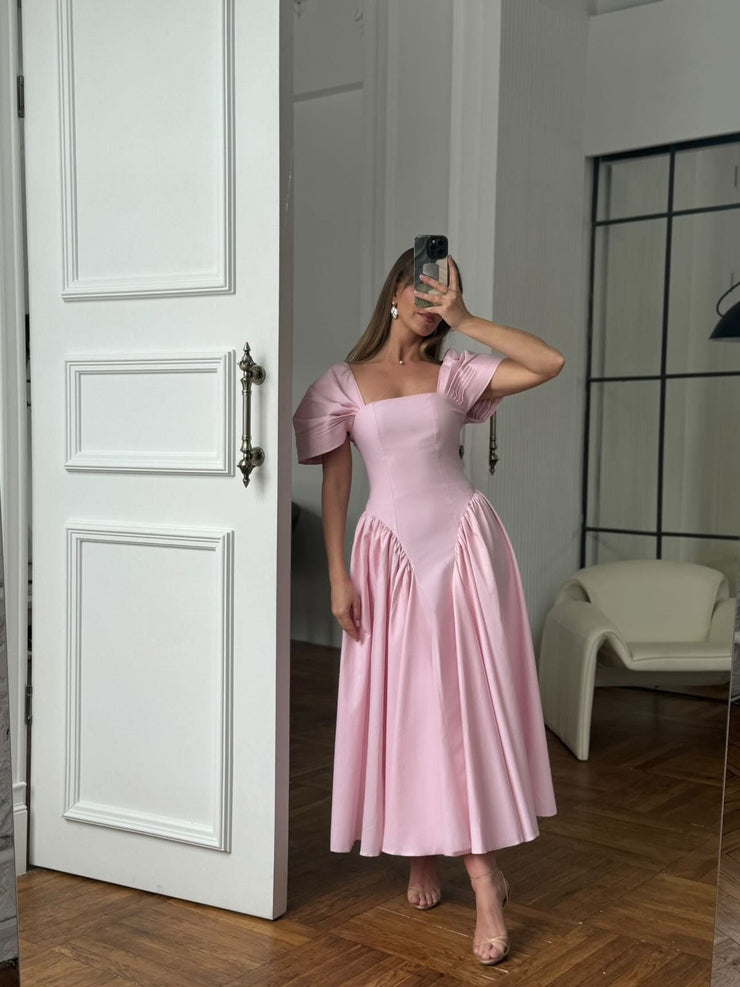 Dream Blush Pink Midi Dress for Women Online | FAYE Dream Blush Pink Midi Dress for Women Online | FAYE