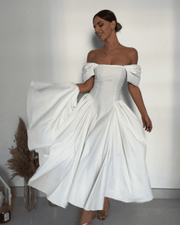 Dream White Ankle Length Dress​ for Women