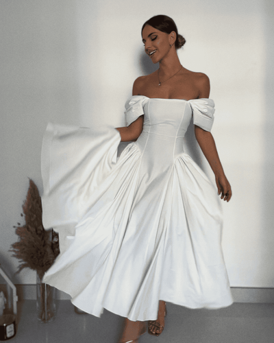 Dream White Ankle Length Dress​ for Women