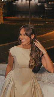 The Faye Signature Sculpted Midi Dress -Beige