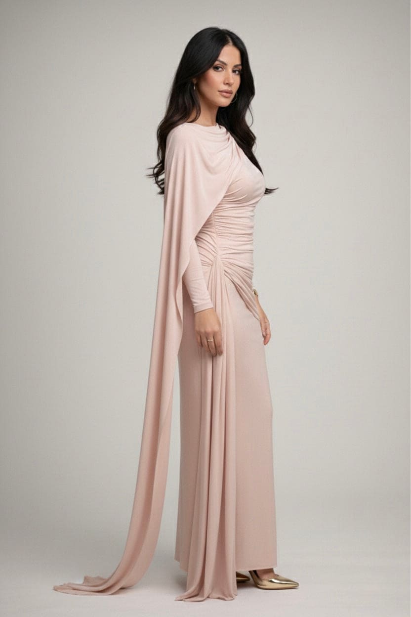 Faye drapped maxi dress (tencel stretch) - powder pink - FAYE by Fashionist 
