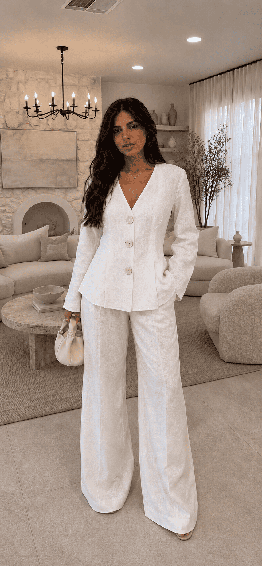 Essential linen set - white - FAYE by Fashionist 