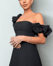 Gorgeous Tianna Black Linen Midi Dress