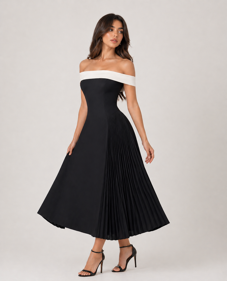 laam formal dresses Beautiful LAAM White & Black Off the Shoulder Dress