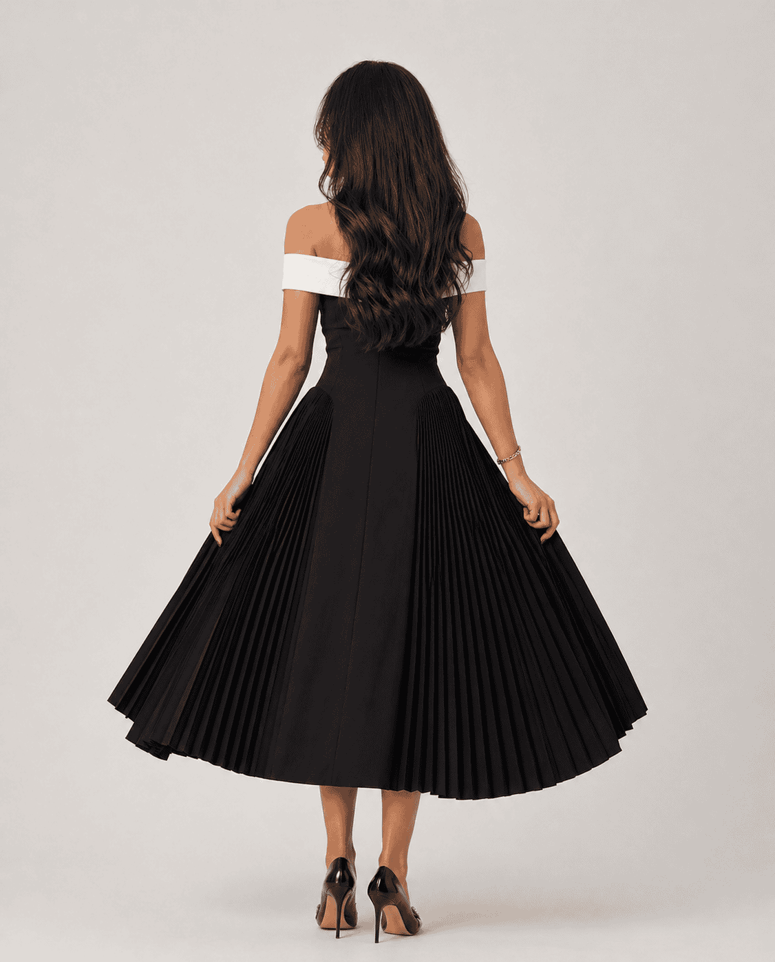 LAAM black and white off shoulder dress - FAYE by Fashionist 