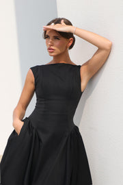 The Faye Signature Sculpted Midi Dress - Black