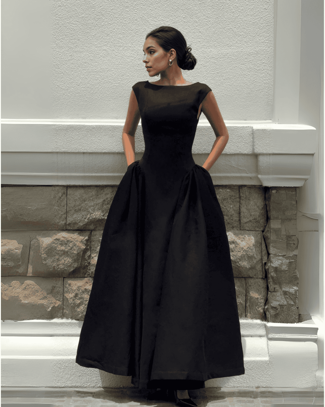 Ladies Black Midi Dress
