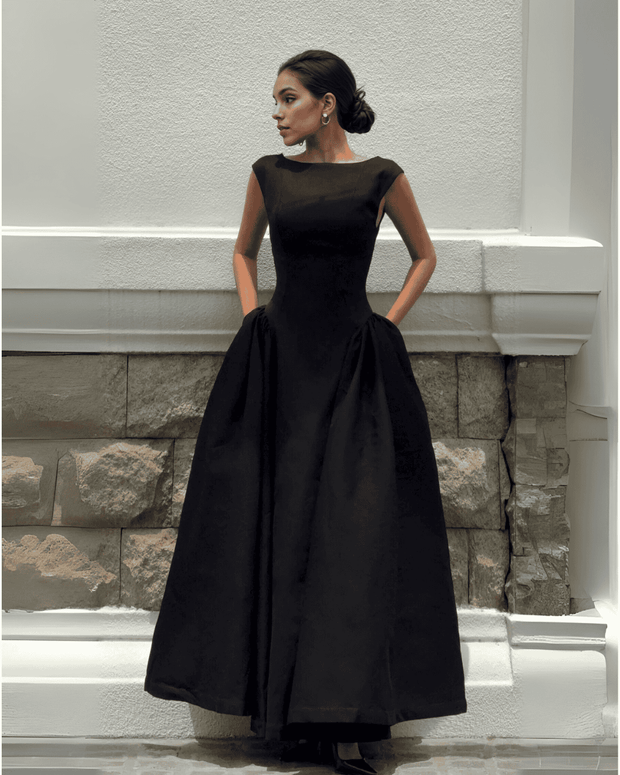 Ladies Black Midi Dress