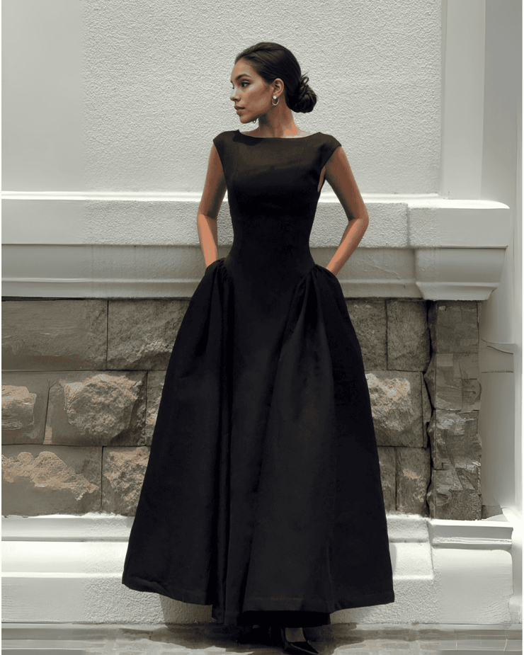 Ladies Black Midi Dress