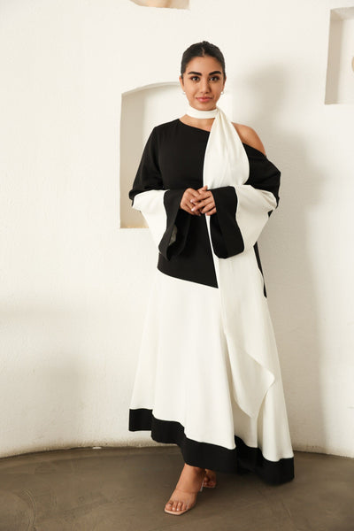 Lana Modern Black and White Kaftan Dress