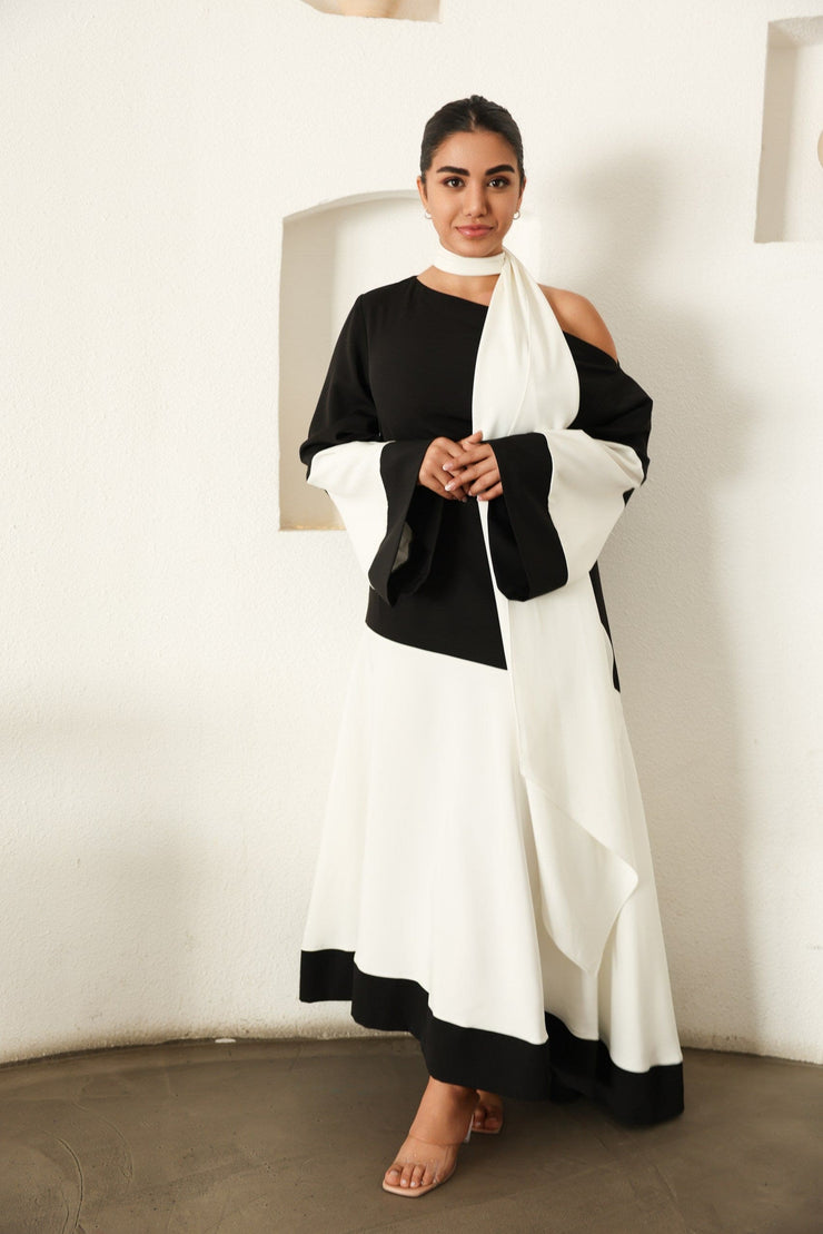 Lana Modern Black and White Kaftan Dress