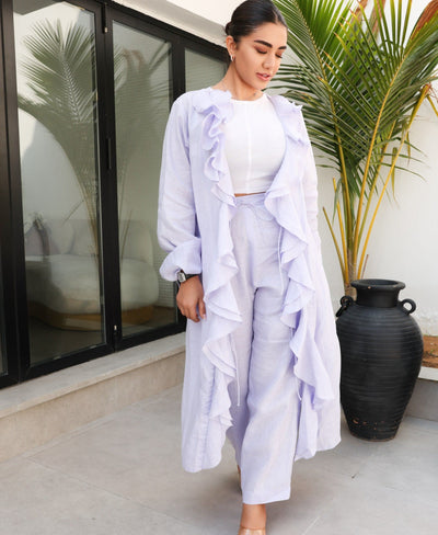 Linen Cardigan and Pants Set