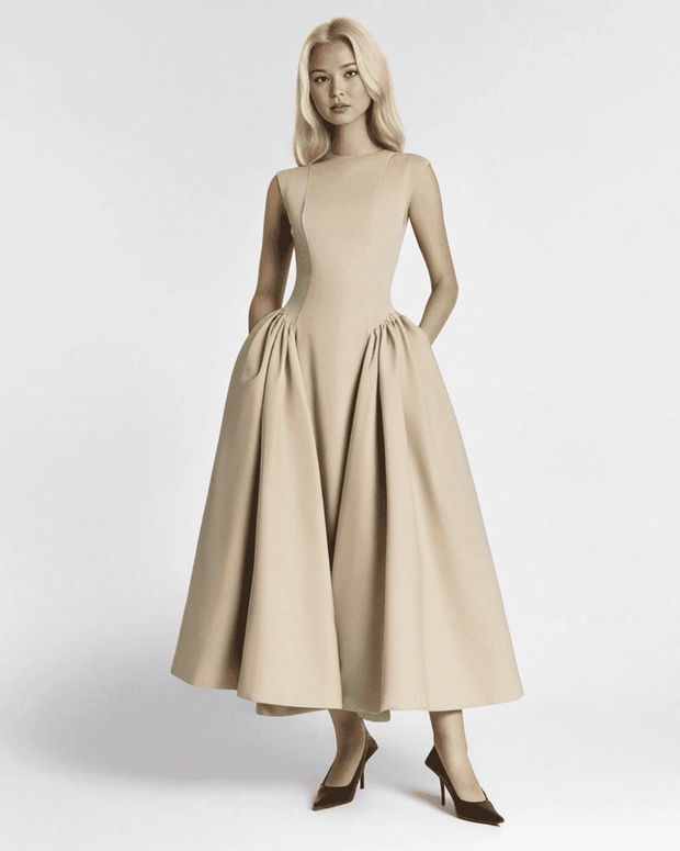 beige midi dress