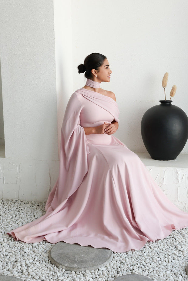 blush pink long dress