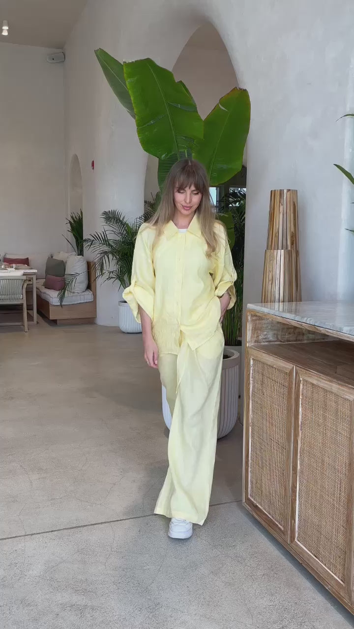 yellow linen women dress