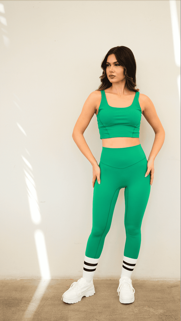 trendy green sports bra