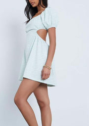 Dina Pastel Green Gingham Cut Out Dress​ for Women