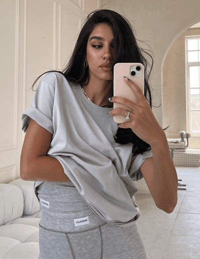 Grey Cotton Oversized T Shirt for Women