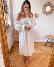 NESSA WHITE MIDI DRESS - Fashionist