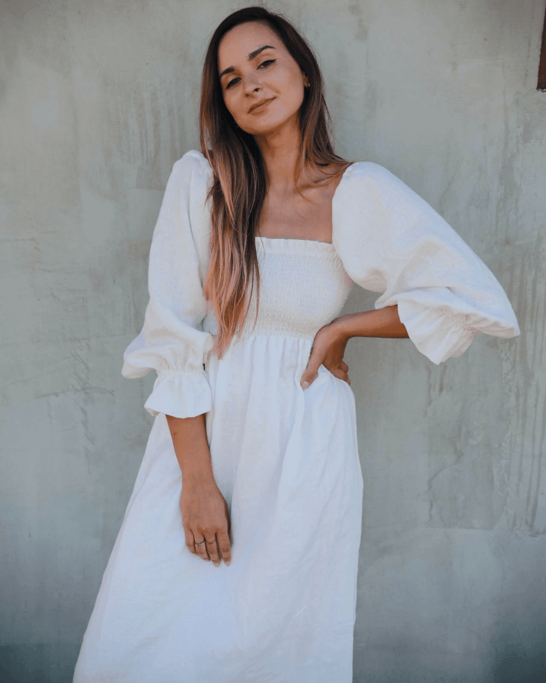 Ladies White Midi Dress