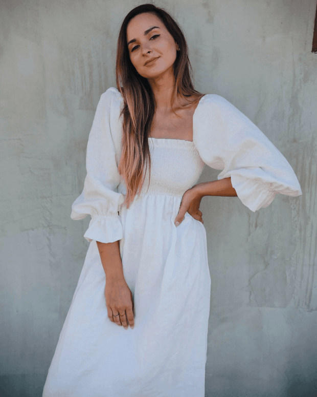 Ladies White Midi Dress